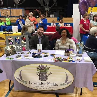 Brett McClain and Judi Rose Jewels at the Lavender Fields booth, Randolph County Chamber of Commerce Business of the Year