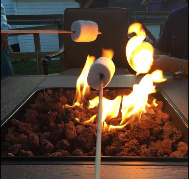 Marshmallows roasting over the fire pit at Lavender Fields