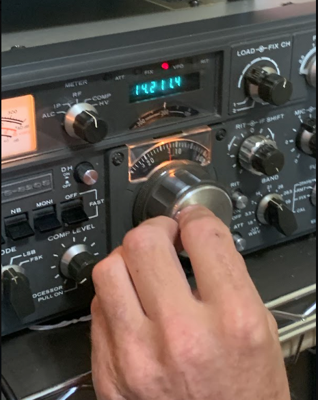 Close-up of HAM radio equipment in a resident's room at Lavender Fields